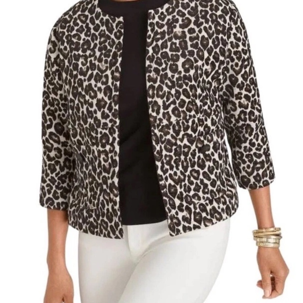 Chico's Black and White Animal Print Blazer